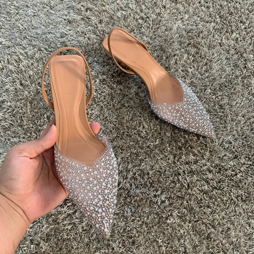 Damen Sommer Brautschuhe Frau Sandale Schuh Party High Heels Frauen Pumps Hochzeit High Heel Schuhe Perle verziert Sandalen