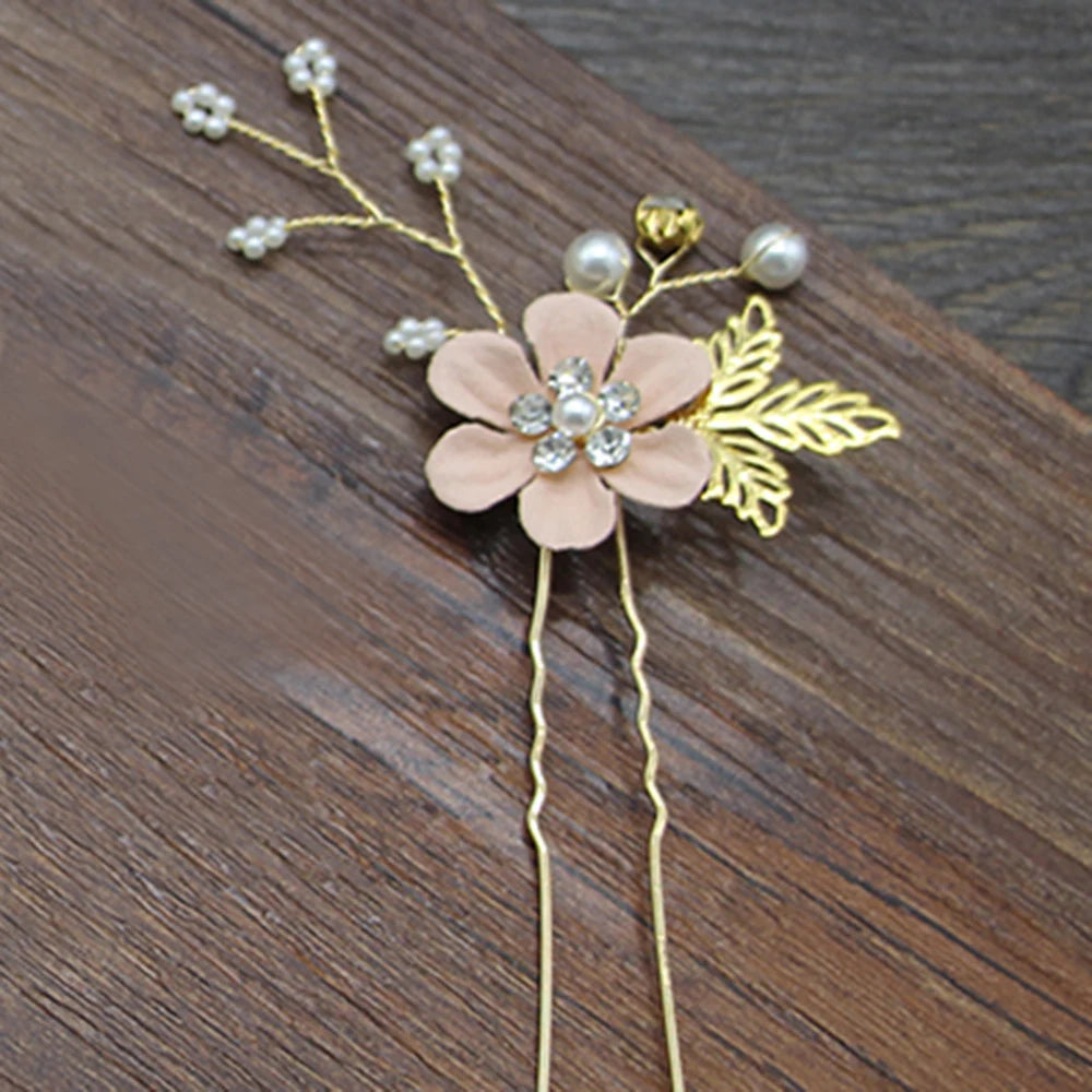 Braut Haarschmuck für Frauen Blume Perle Kopfschmuck Tiara Hochzeit Haarspange Clip Haarnadeln Braut Haarkämme Ornamente Schmuck
