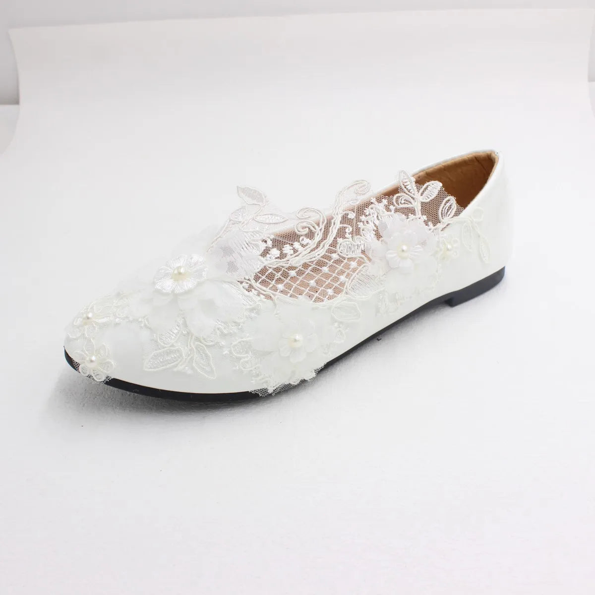 Neue frühling spitze hochzeit schuhe Weiß flache braut schuhe Original design Prinzessin frauen der einzelnen schuhe geeignet für hochzeit kleid ph