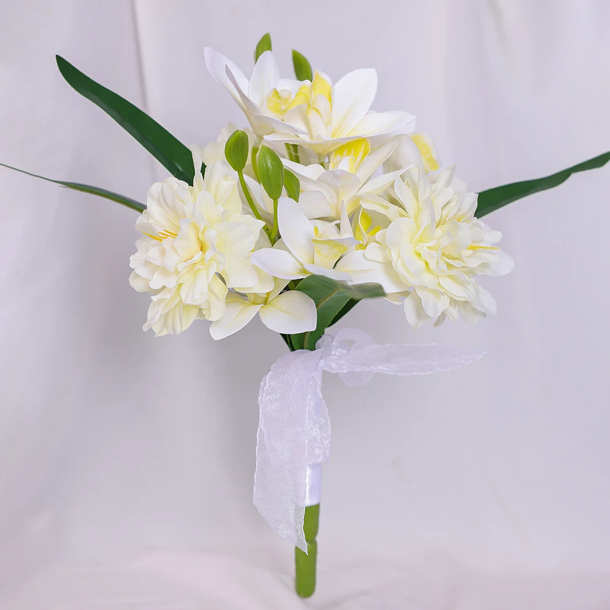 Braut Brautjungfer Hochzeitsstrauß Weiße Seidenblumen Rosen Handgemachte Künstliche Braut Mariage Bouquet Hochzeitszubehör