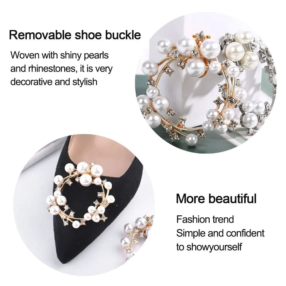 1 Paar Perle Strass Brautschuhe Blume Klassisches Temperament DIY Schuhschnalle Schuhzubehör High Heels Schmuck