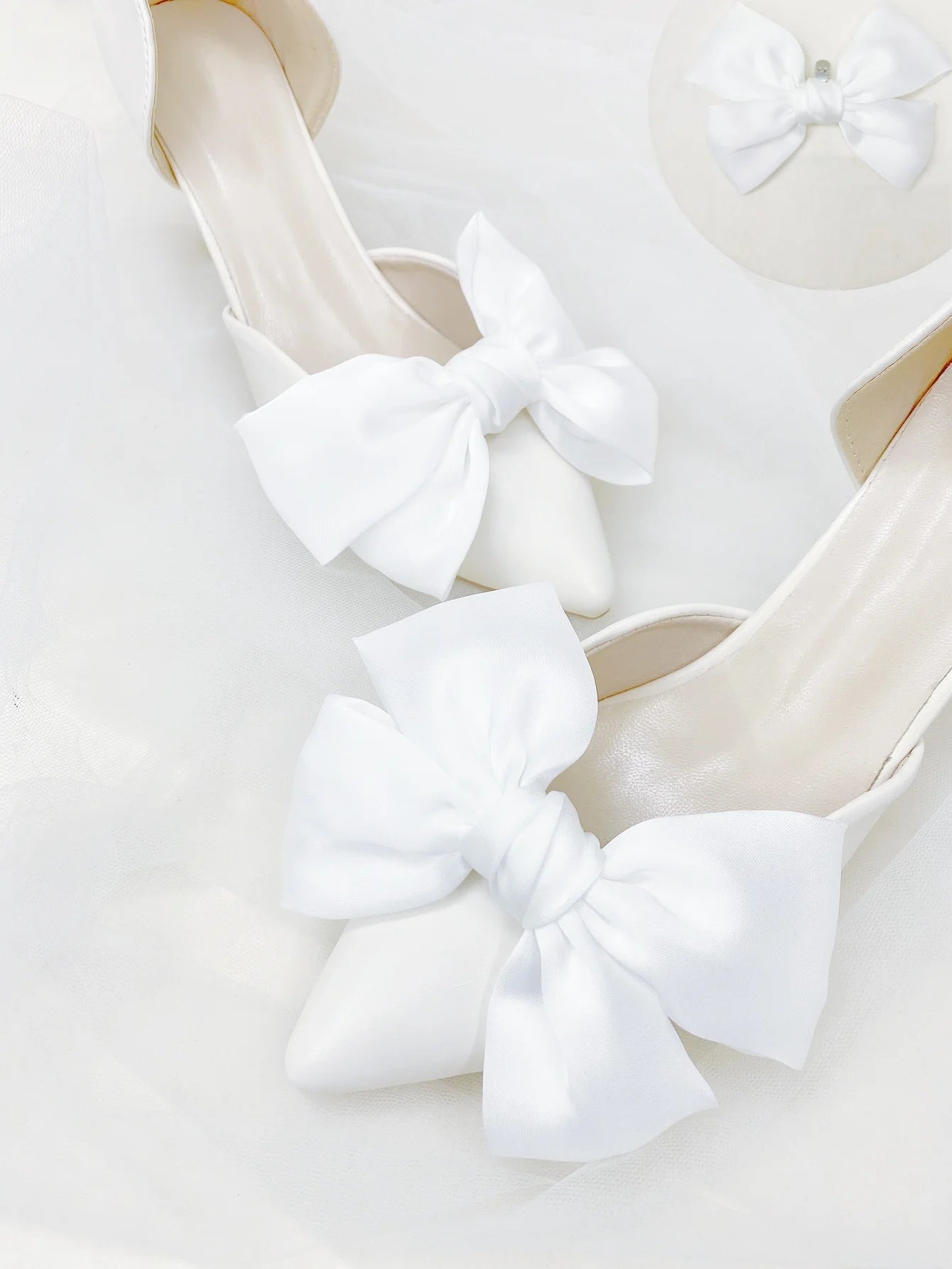 1 paar neue braut schuhe weiß großen bogen frauen schuh schnalle DIY abnehmbare täglichen alle passenden abnehmen satin schuhe blume schuh c