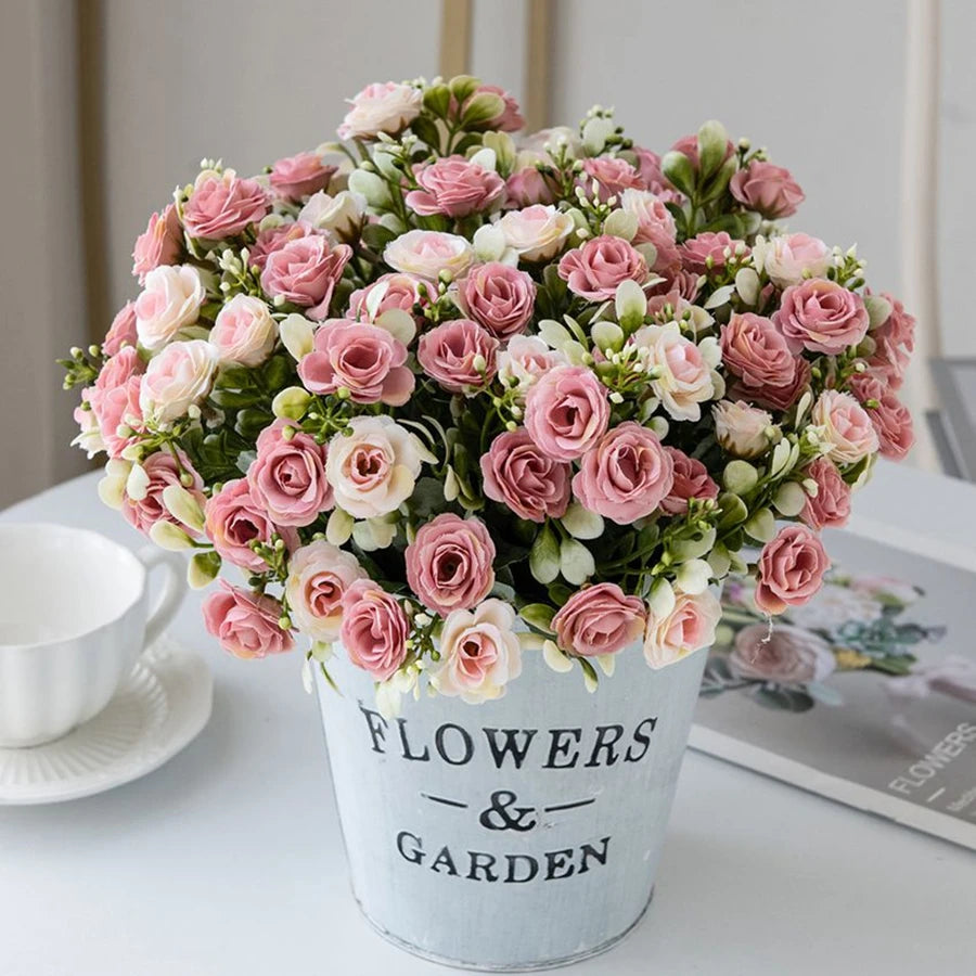 Künstliche Blumen Seide Rose Hochzeit Brautstrauß Home Tisch Outdoor Garten Torbogen UV-beständig DIY Geschenk Raumdekoration