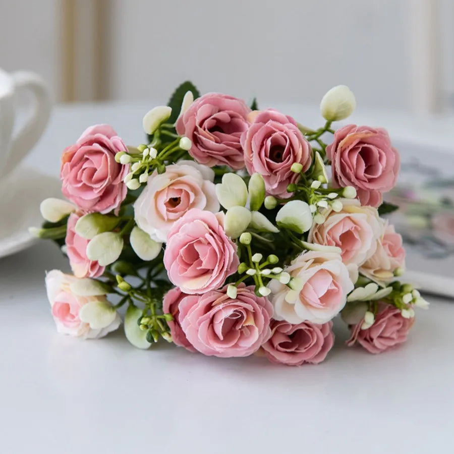Künstliche Blumen Seide Rose Hochzeit Brautstrauß Home Tisch Outdoor Garten Torbogen UV-beständig DIY Geschenk Raumdekoration
