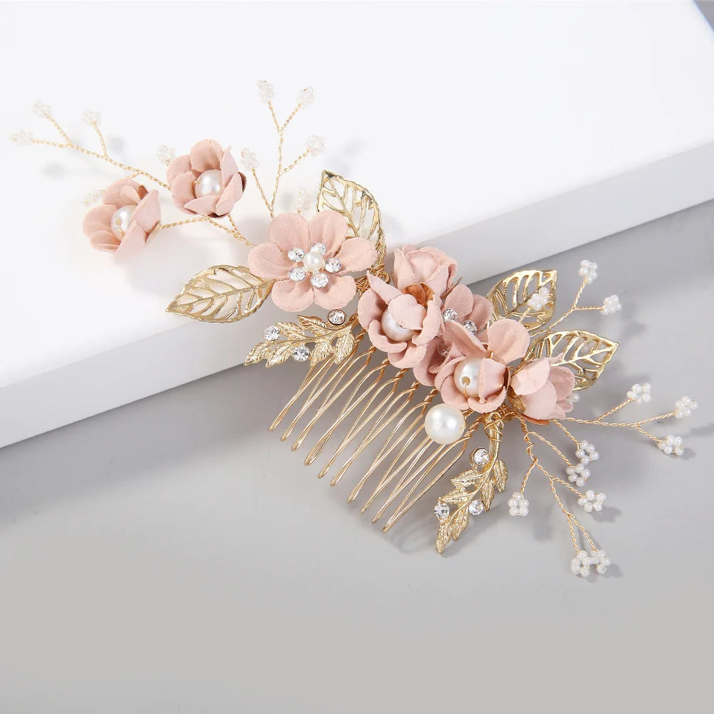 Braut Haarschmuck für Frauen Blume Perle Kopfschmuck Tiara Hochzeit Haarspange Clip Haarnadeln Braut Haarkämme Ornamente Schmuck
