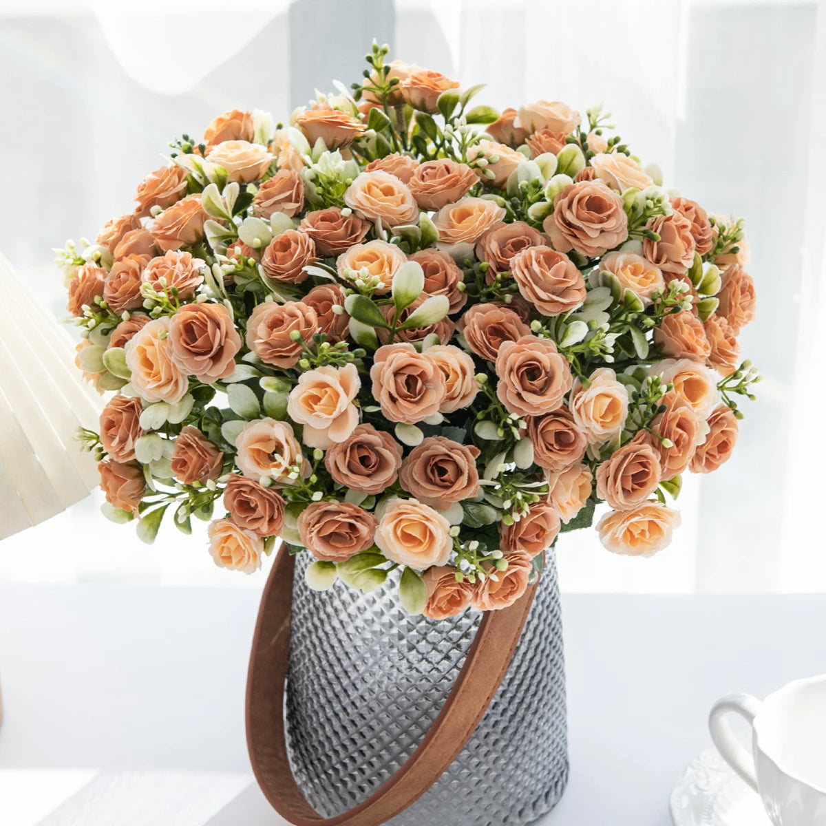 Künstliche Blumen Seide Rose Hochzeit Brautstrauß Home Tisch Outdoor Garten Torbogen UV-beständig DIY Geschenk Raumdekoration