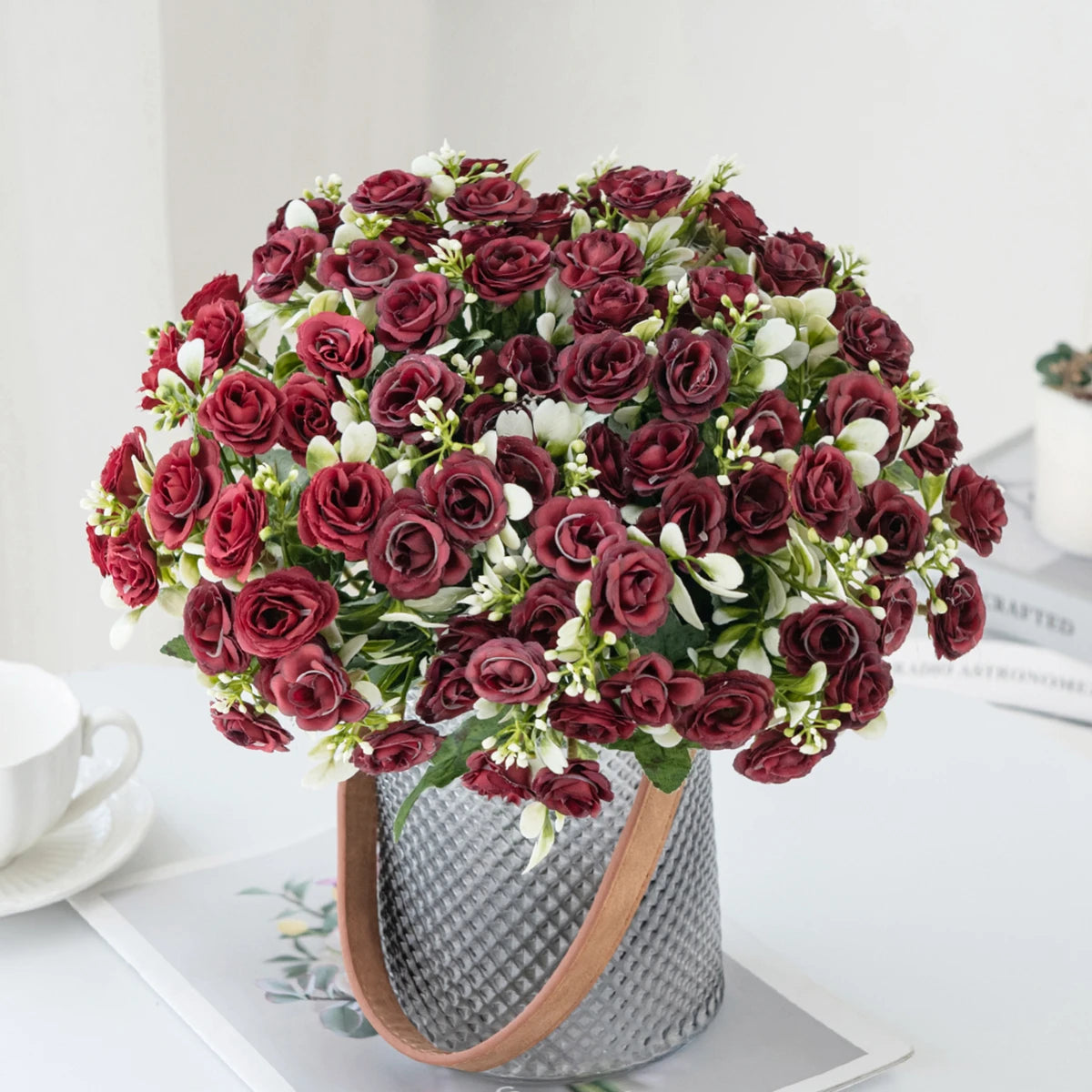 Künstliche Blumen Seide Rose Hochzeit Brautstrauß Home Tisch Outdoor Garten Torbogen UV-beständig DIY Geschenk Raumdekoration