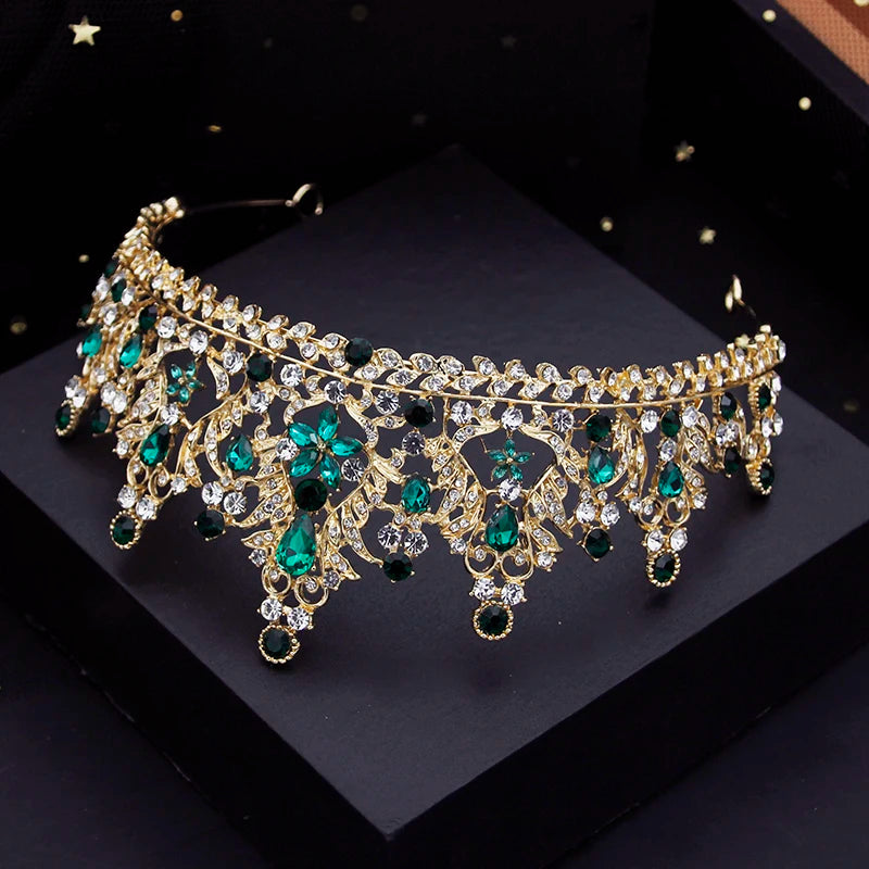 Rote Brautschmuck-Sets für Frauen, Diademe, Krone, Halskette, Ohrringe, Set für Hochzeitskleid, Braut, Kostümzubehör