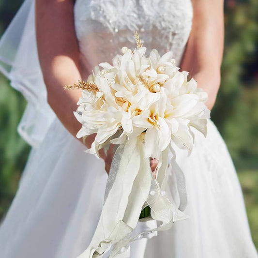 Hochzeitsstrauß Künstlicher Handstrauß Braut mit Blumen für Brautjungfer Hochzeitsblumen Brautaccessoires