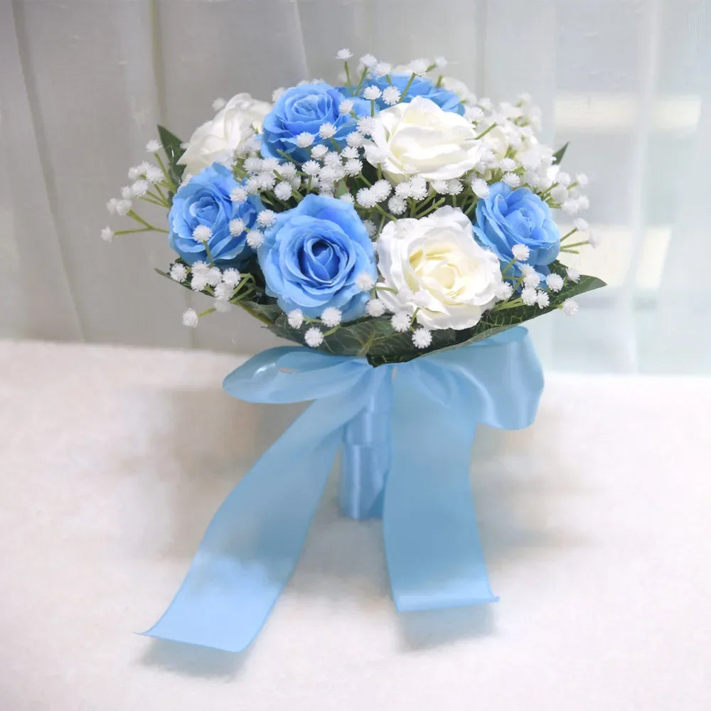Romantischer Blumenstrauß für die Braut, Brautsträuße, Brautjungfernstrauß, künstliche Blumen, Hochzeiten im Freien und Fotoshootings drinnen/draußen