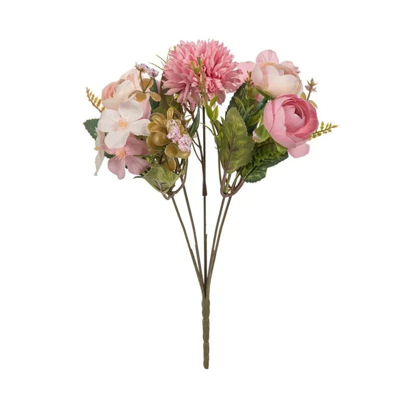Nordischer Hochzeits-Brautstrauß, künstliche Rosen, Hortensien, Seidenblumen, Heimdekoration, Wohnzimmer, Blumen, Shooting-Requisiten