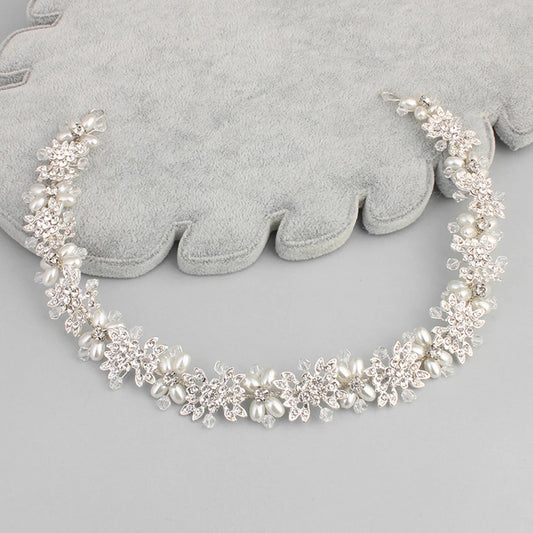 Itacazzo Braut-Kopfbedeckung, silberfarben, für Damen, exquisites Blumen-Stirnband für die Hochzeit