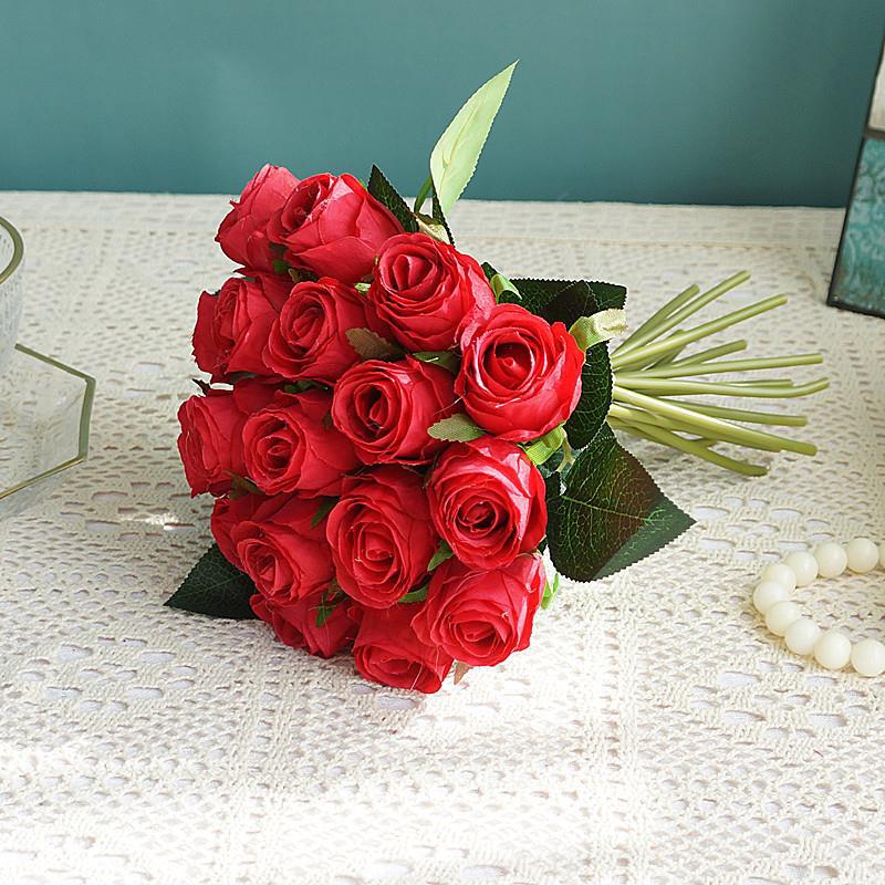 Wedding Rose 18 Head Bridal Bouquet Simulation