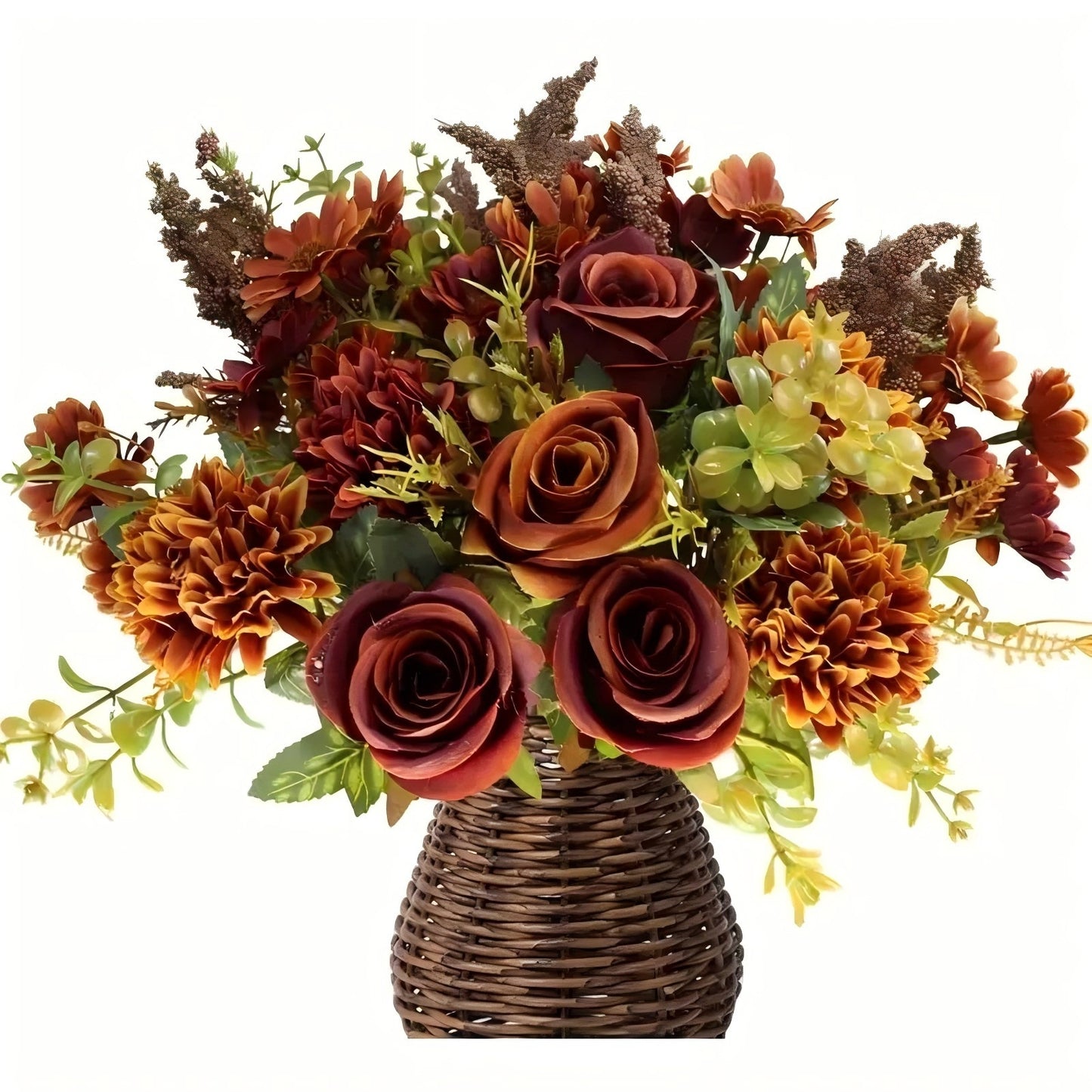 Autumn Hydrangea Bridal Bouquet Rose Dried Flower Silk Flower