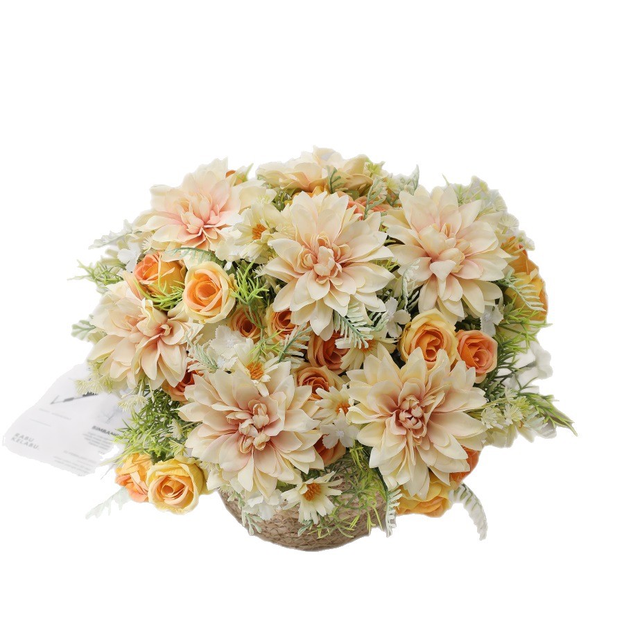 Artificial Flower Bouquet Rose Bridal Bouquet Green Plant Home Wedding Decoration